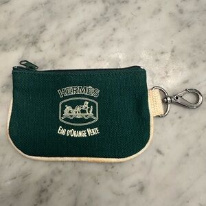 Hermès Green and Cream Eau d'Orange Verte Key & Card Holder
